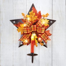 Light Up Autumn Wall Star with Flameless Candle in Holder, Fall Home Décor   